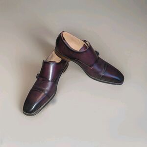 La Milano Mens Clark Double Monk Strap Oxford Dress Shoe Size 13 Burgundy